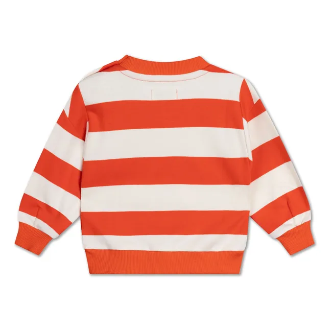 Sudadera de algodón orgánico a rayas Cozydrop | Naranja