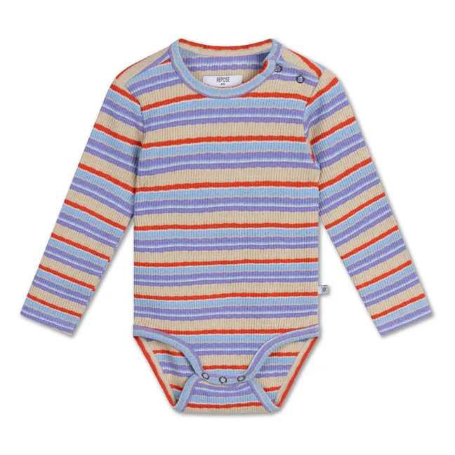 Body Rayé Coton Bio | 	Lilas