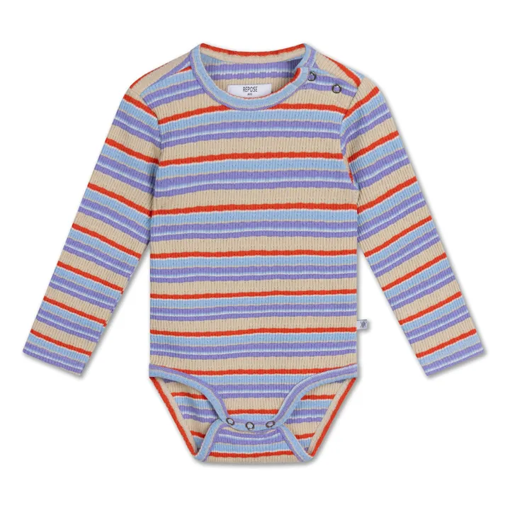 Body de rayas de algodón orgánico | Lila- Imagen del producto n°0