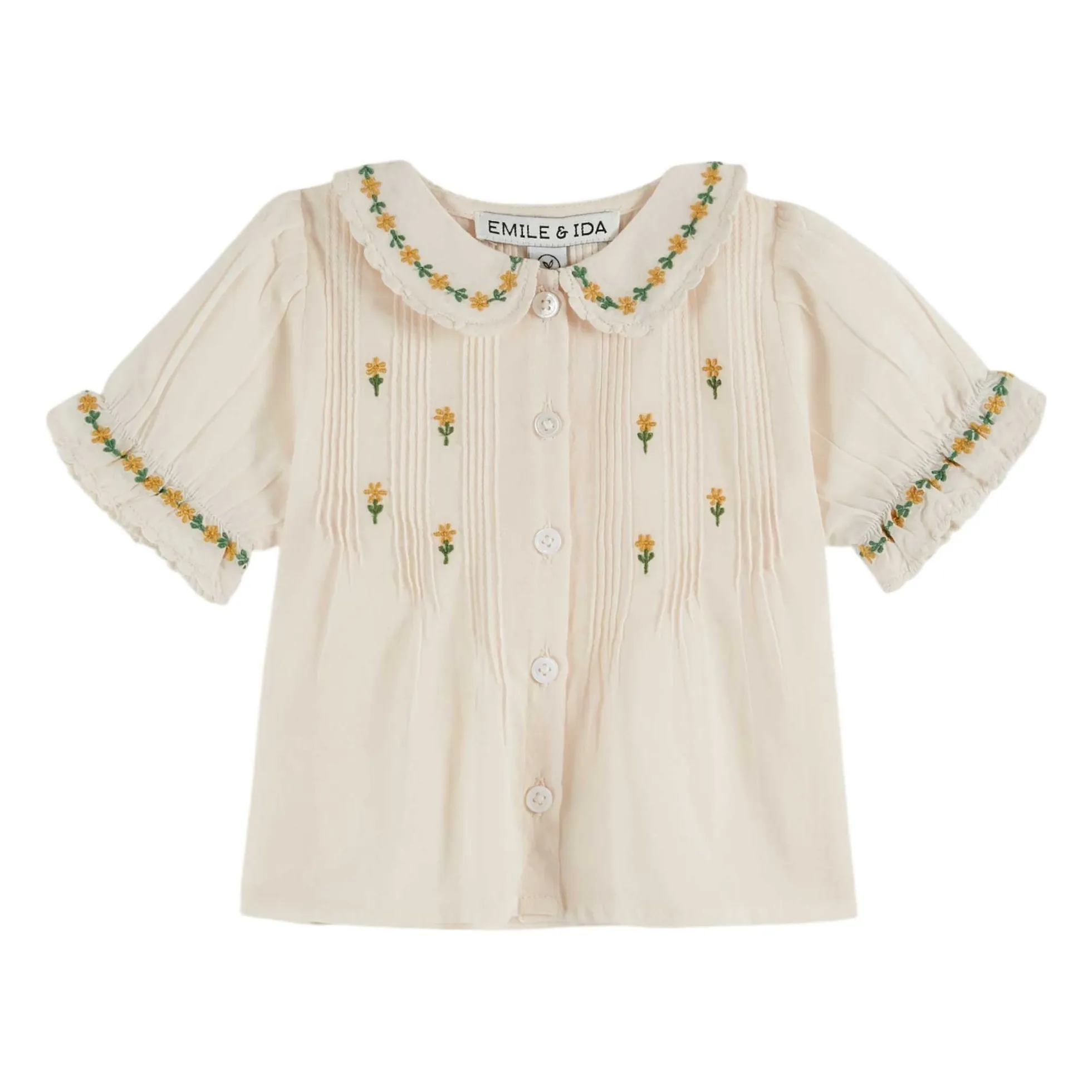 Emile Et Ida Cream Floral Embroidered Blouse