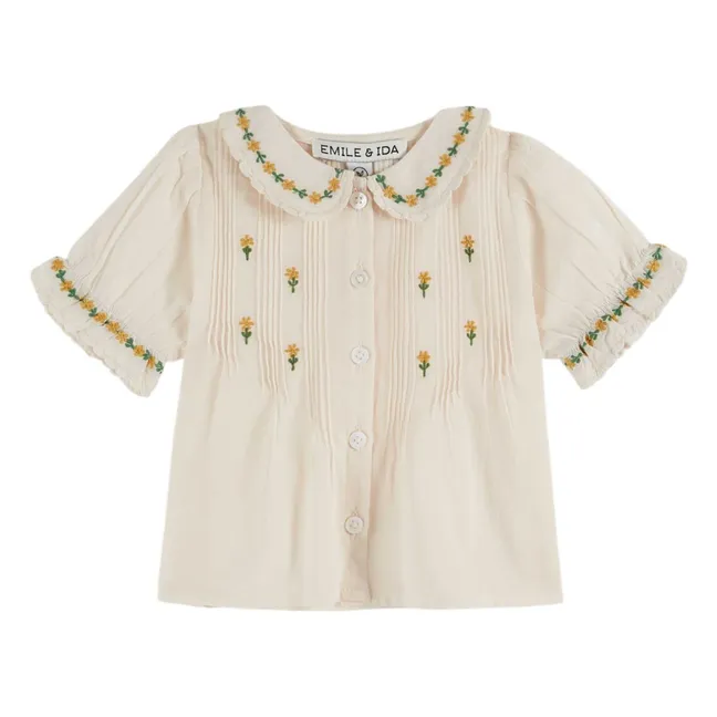 Blusa floral bordada | Crema