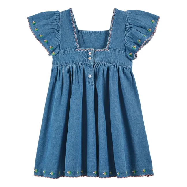 Vestido vaquero bordado | Azul