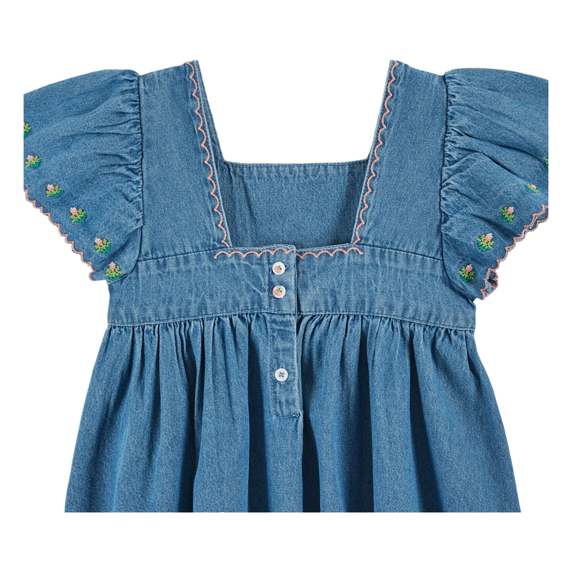 Robe Denim Brodée | Bleu- Image produit n°4