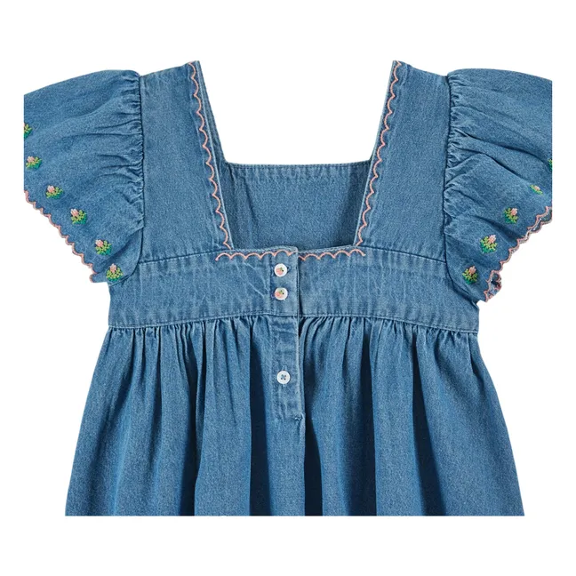 Vestido vaquero bordado | Azul