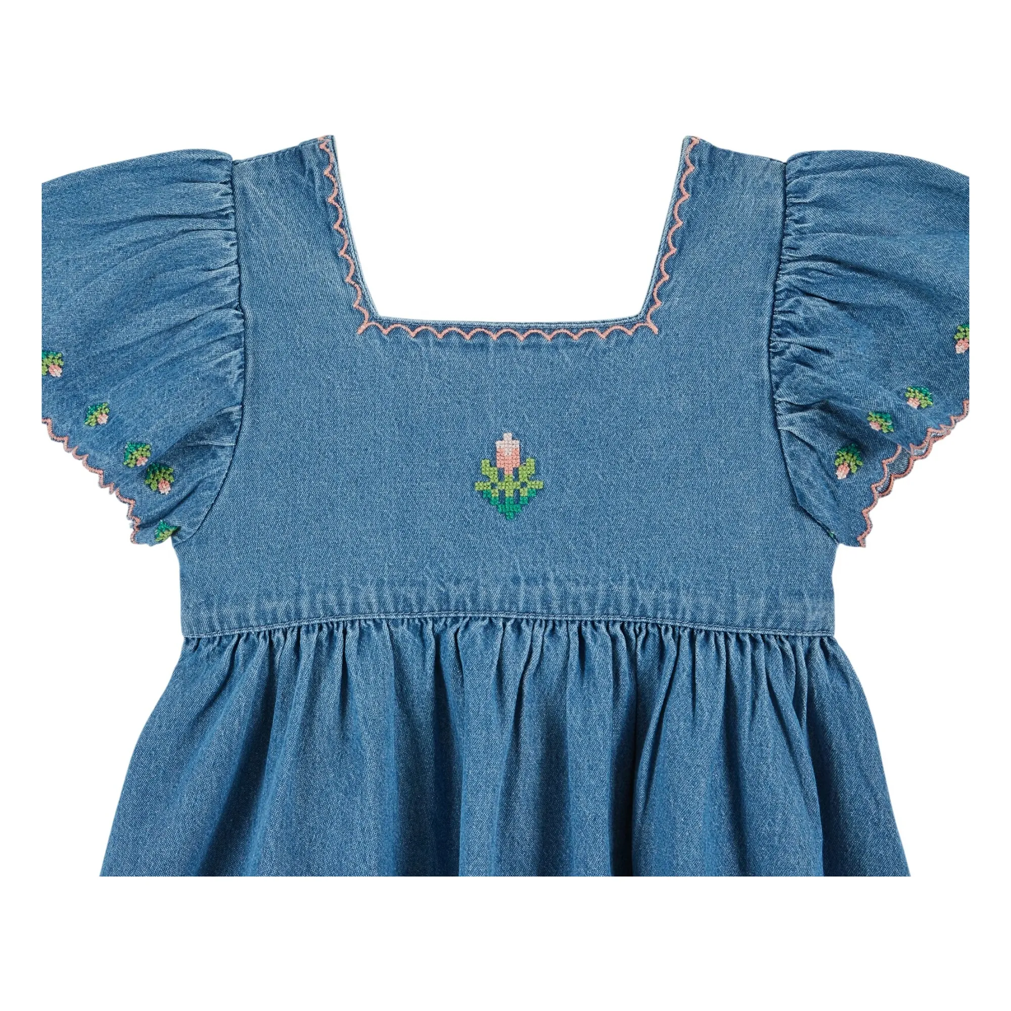 Robe Denim Brodée | Bleu- Image produit n°2