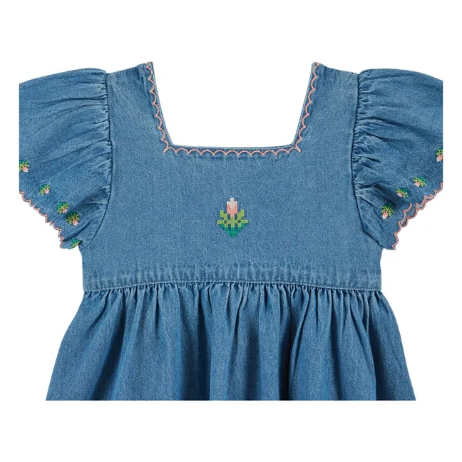 Robe Denim Brodée | Bleu