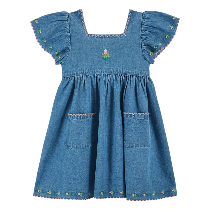 Vestido vaquero bordado | Azul- Imagen del producto n°0