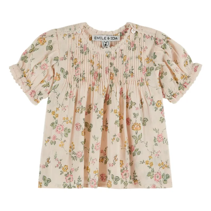 Blusa Camisa Floral Algodón Ecológico | Rosa Pálido- Imagen del producto n°0