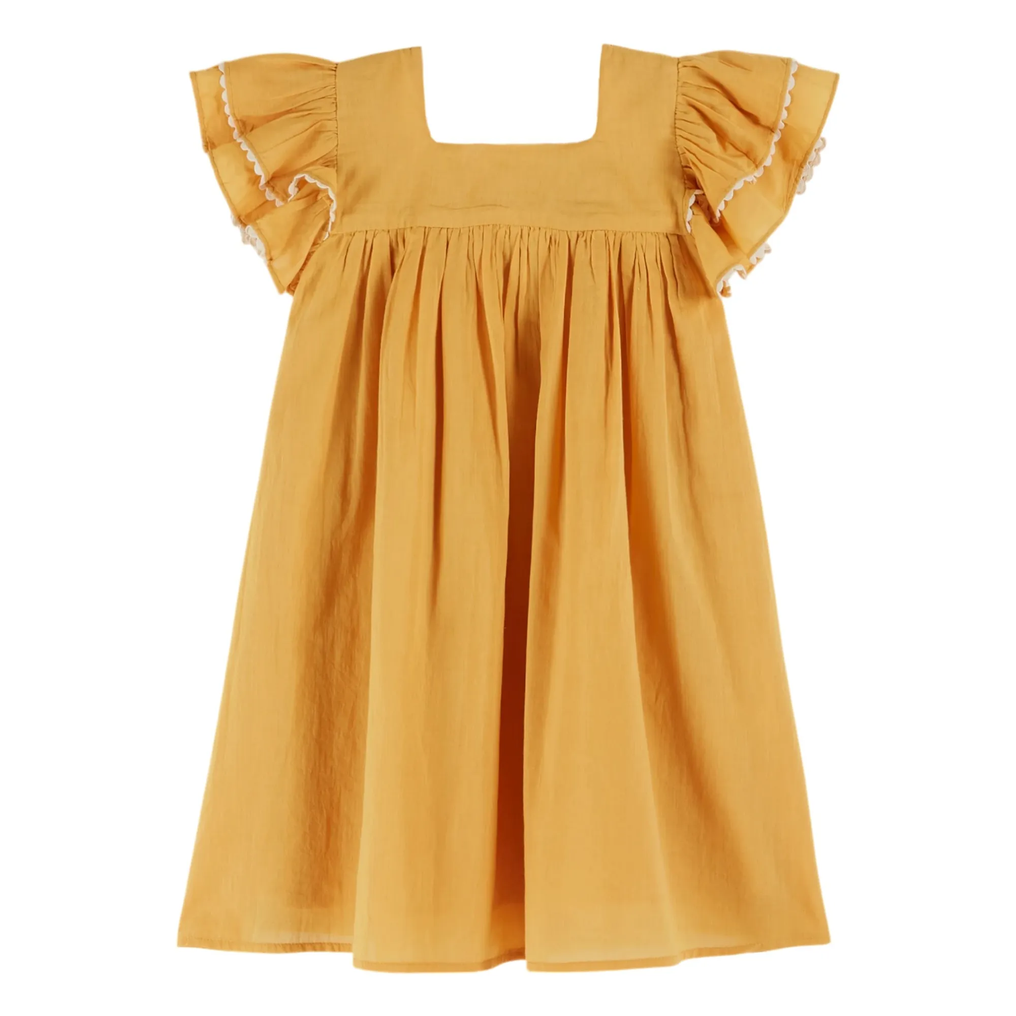Emile Et Ida Yellow Voile Ruffle Dress
