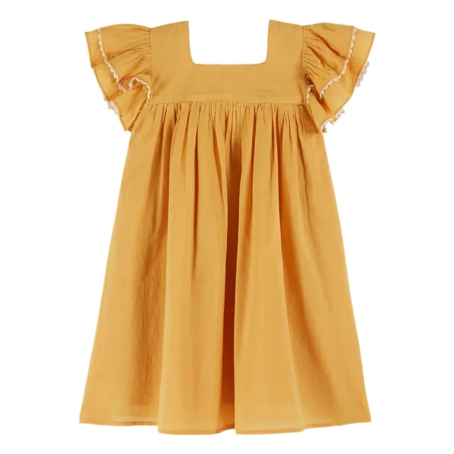 Robe Volants Voile | Jaune