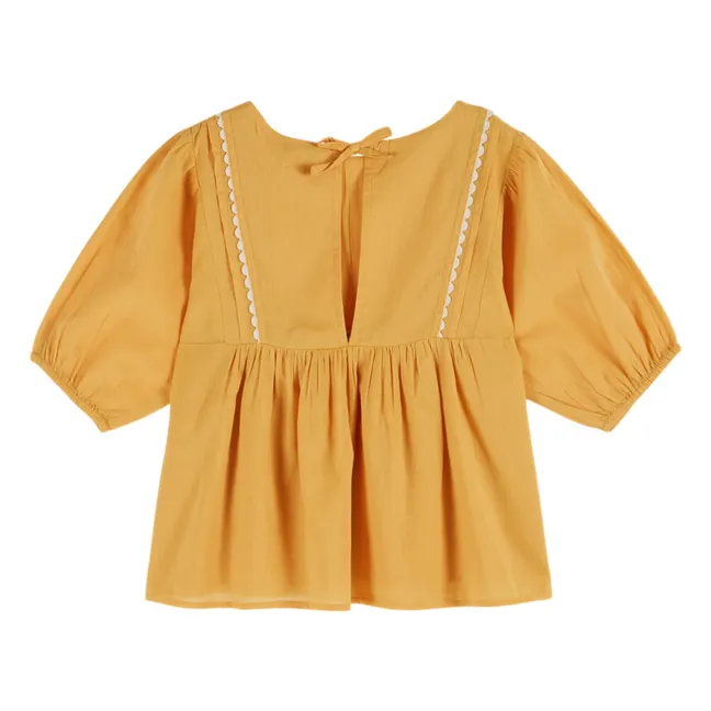 Blusa de gasa con volantes | Amarillo