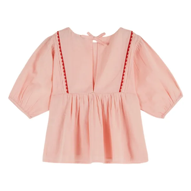 Blouse Volants Voile | Rose pâle