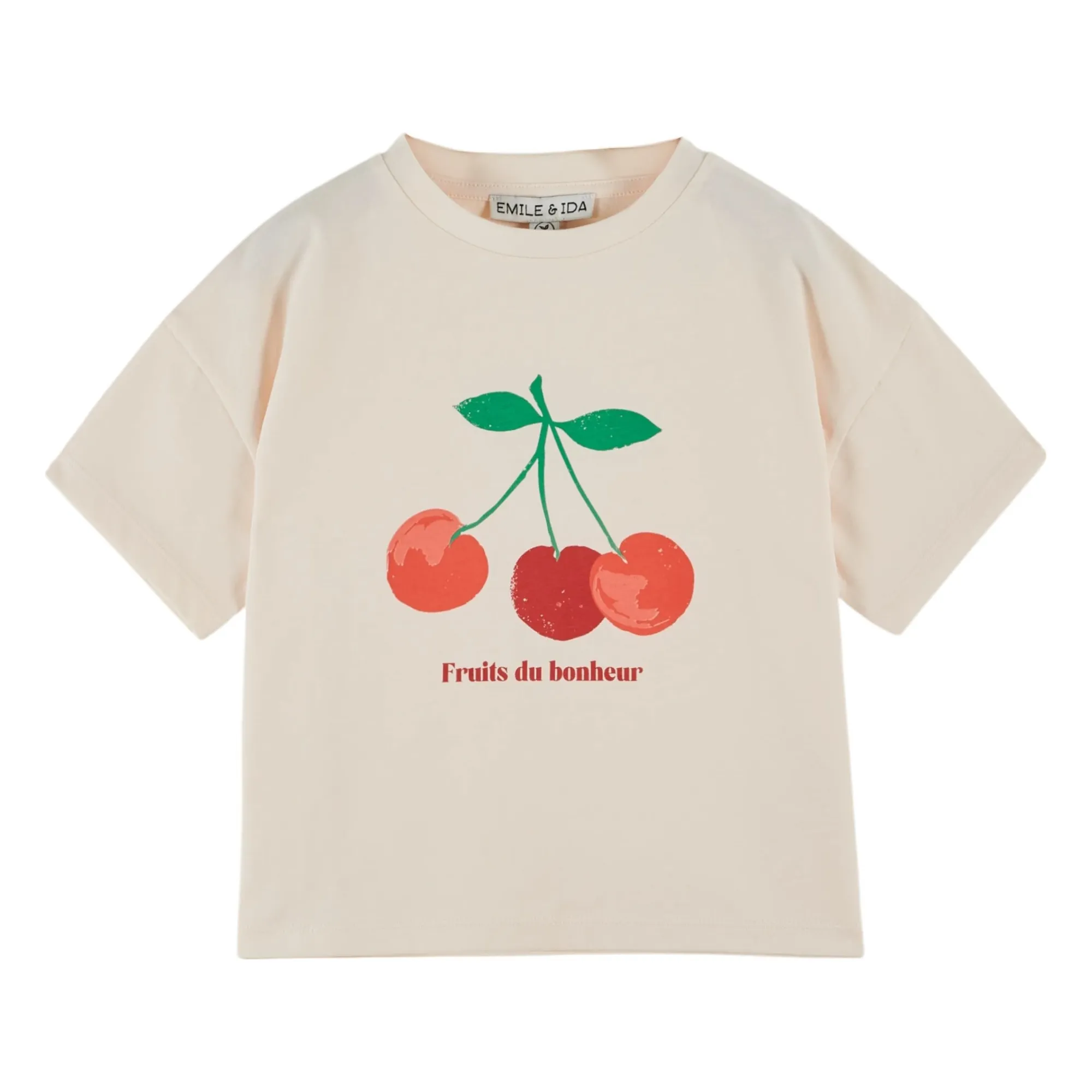 T-shirt Cerises Coton Bio | Crème- Image produit n°0