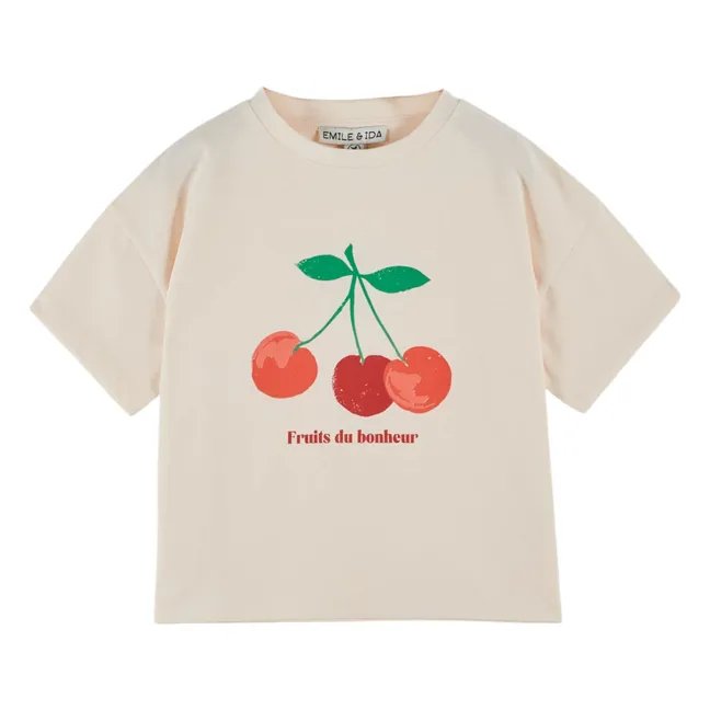 T-shirt Cerises Coton Bio | Crème