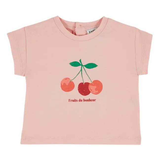 Camiseta de frutas de algodón ecológico | Rosa Pálido