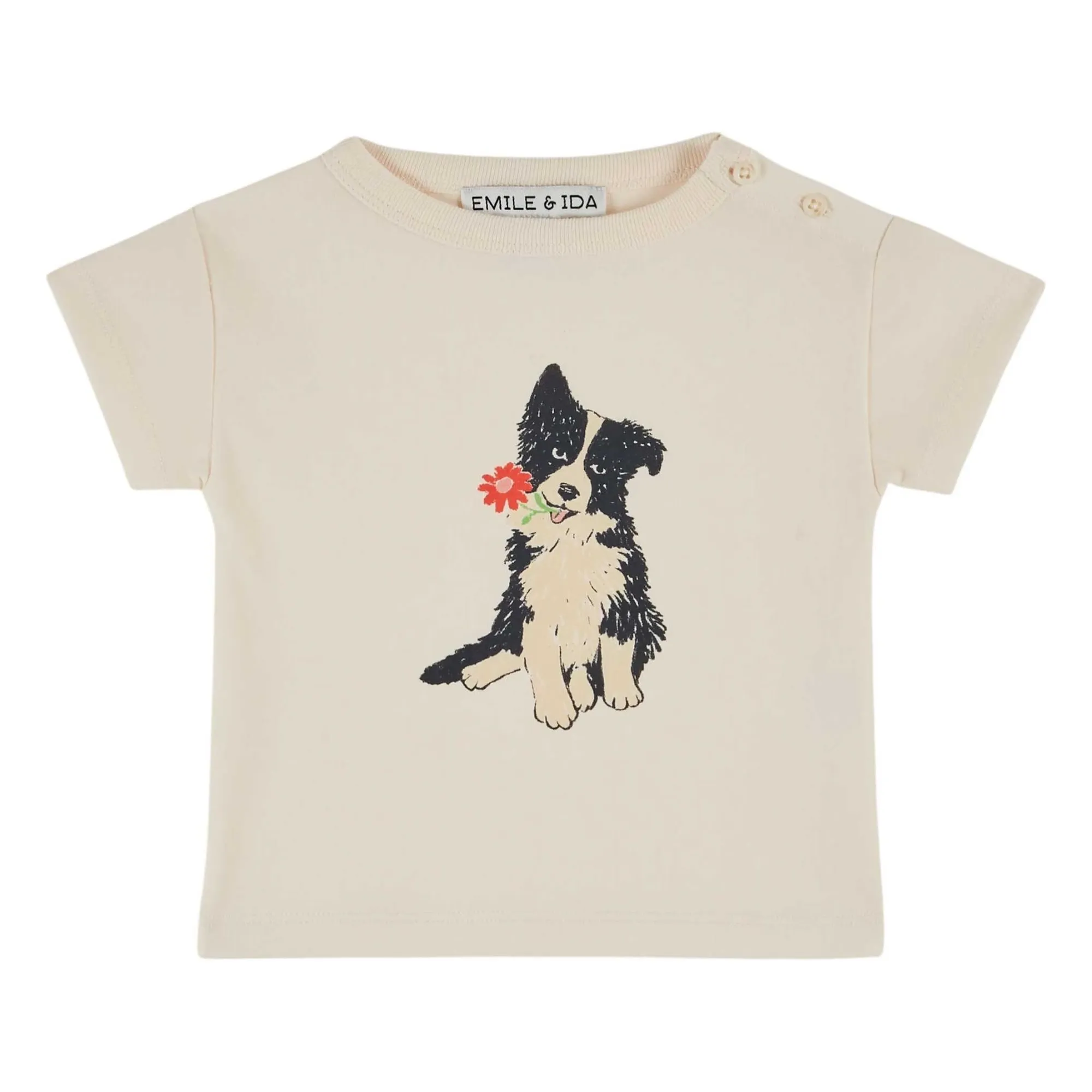T-shirt Chien Coton Bio | Crème- Image produit n°0