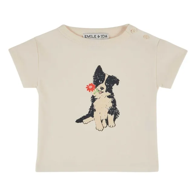 T-shirt Chien Coton Bio | Crème