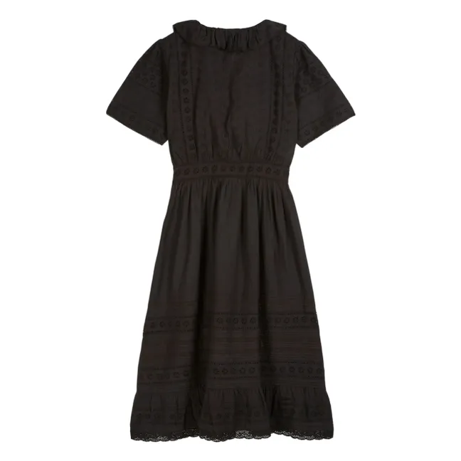 green emerald velvet dress Emile et Ida Heart Embroidered Dress, Ecume – Tinyapple main image 0