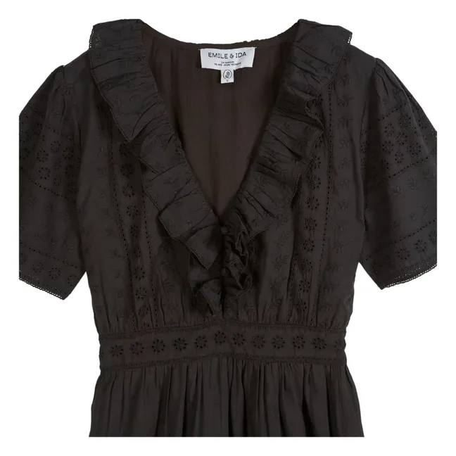 Robe Broderie Anglaise Coton | Noir