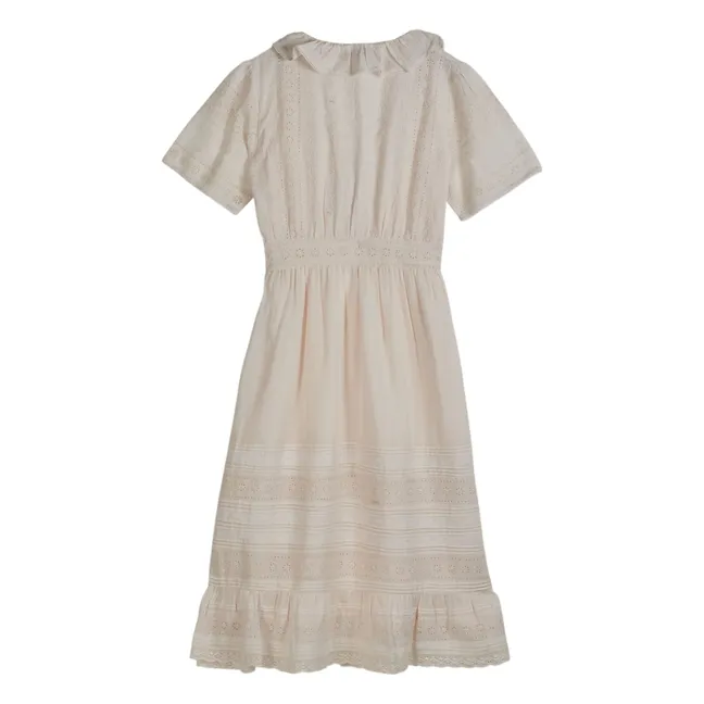 Vestido de algodón broderie anglaise | Crema