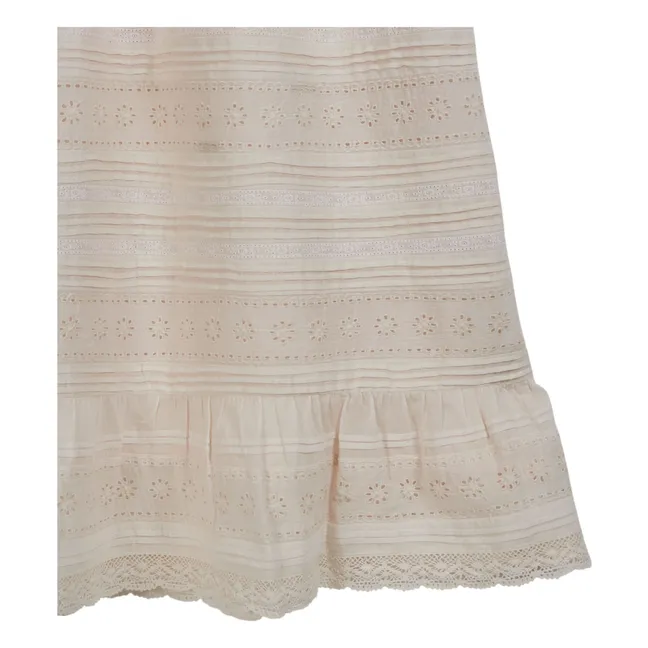 Vestido de algodón broderie anglaise | Crema