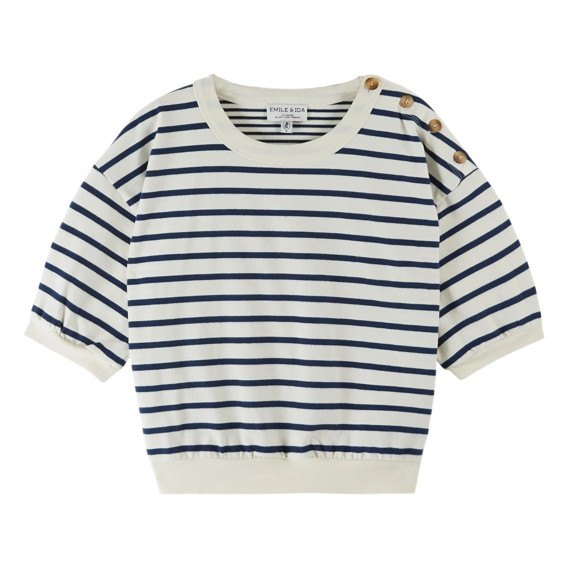 Emile Et Ida Navy Blue Sweat Marinière Organic Cotton