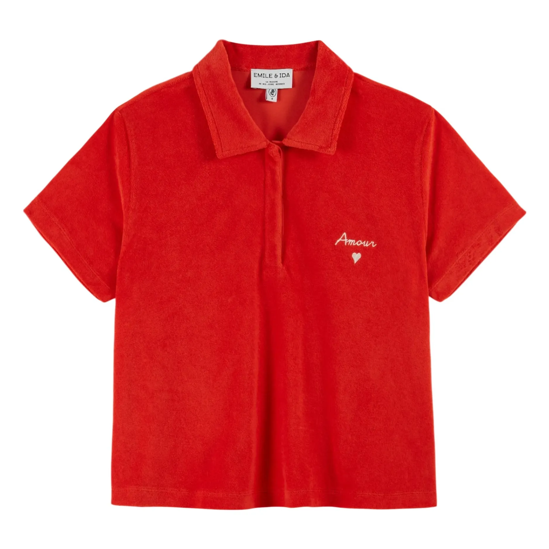 Emile Et Ida Poppy Embroidered Terry Polo