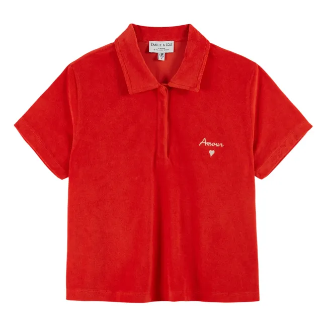 Embroidered Terry Polo | Poppy