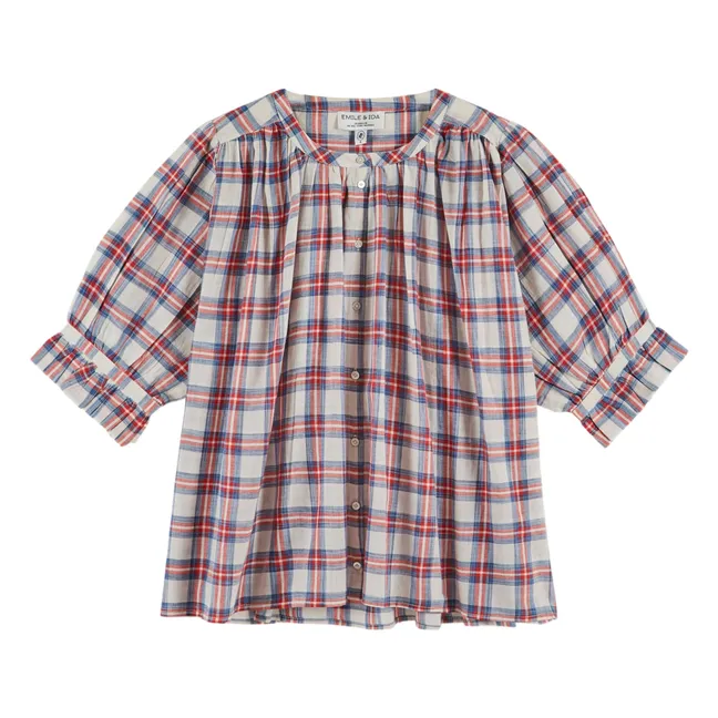 Blouse Carreaux Khadi Coton | Rouge
