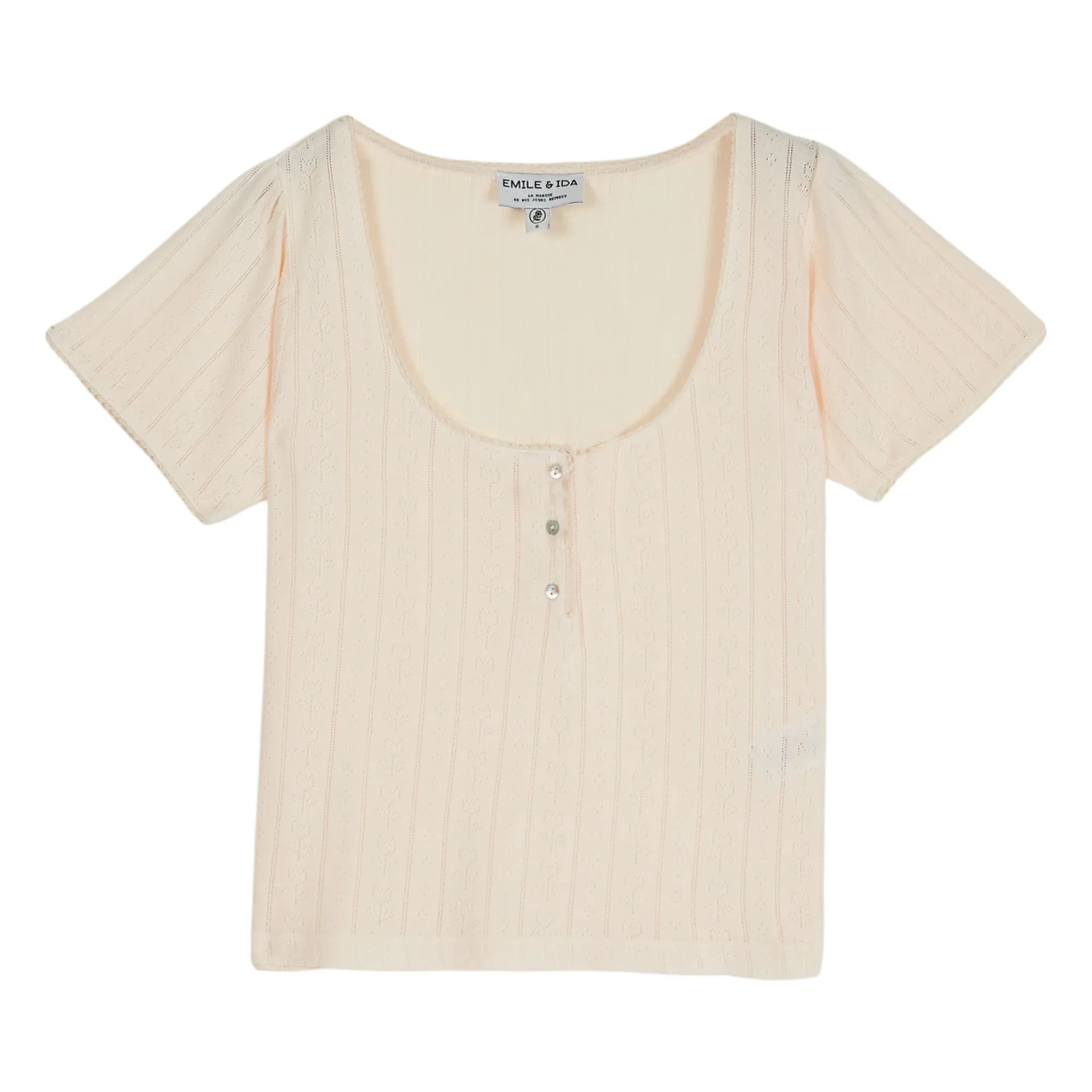 Emile Et Ida Cream Modal Cotton T-Shirt