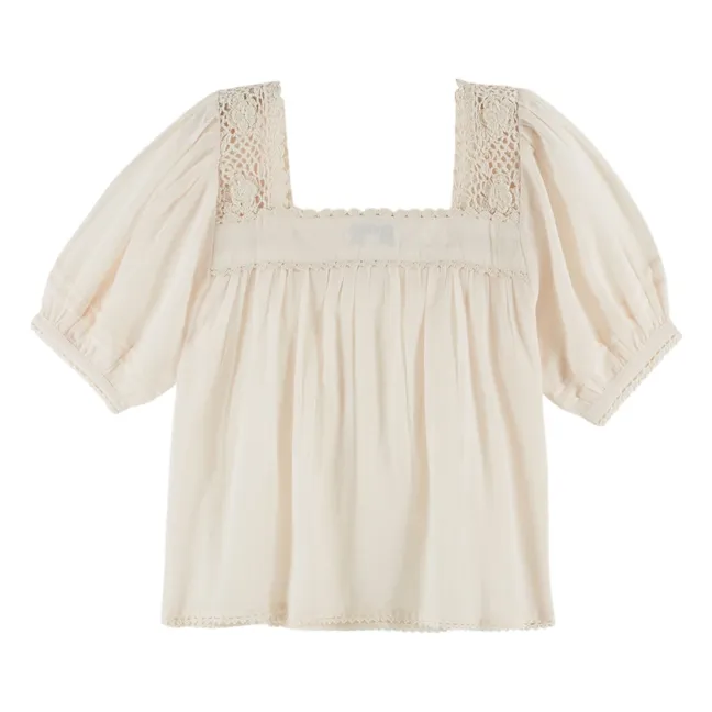 Blouse Fleur Crochet Coton | Crème