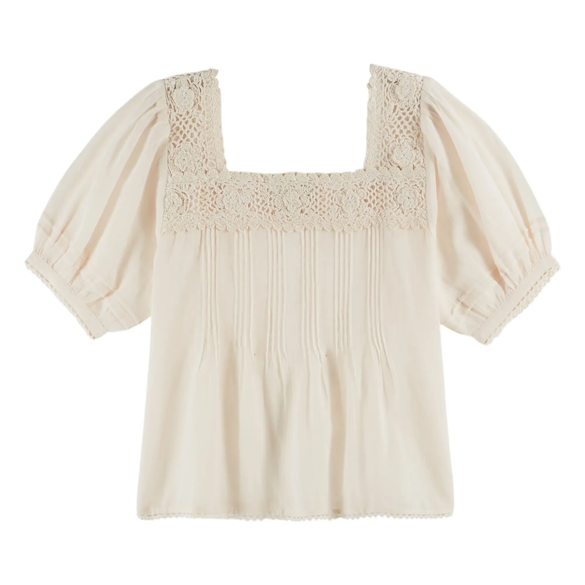 Emile Et Ida Cream Flower Blouse Cotton Crochet