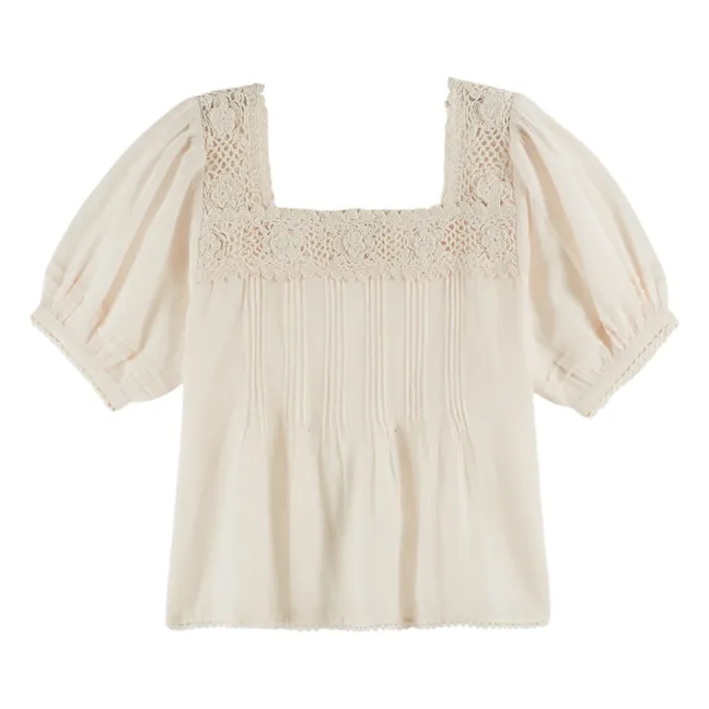 Blouse Fleur Crochet Coton | Crème