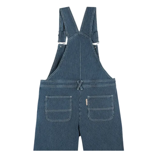 Cotton Stripe Dungarees | Blue