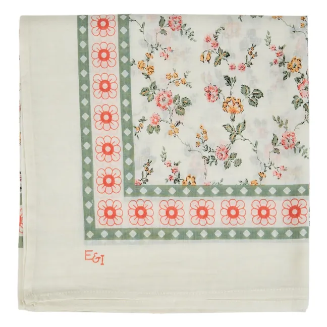 Silk and cotton scarf | White