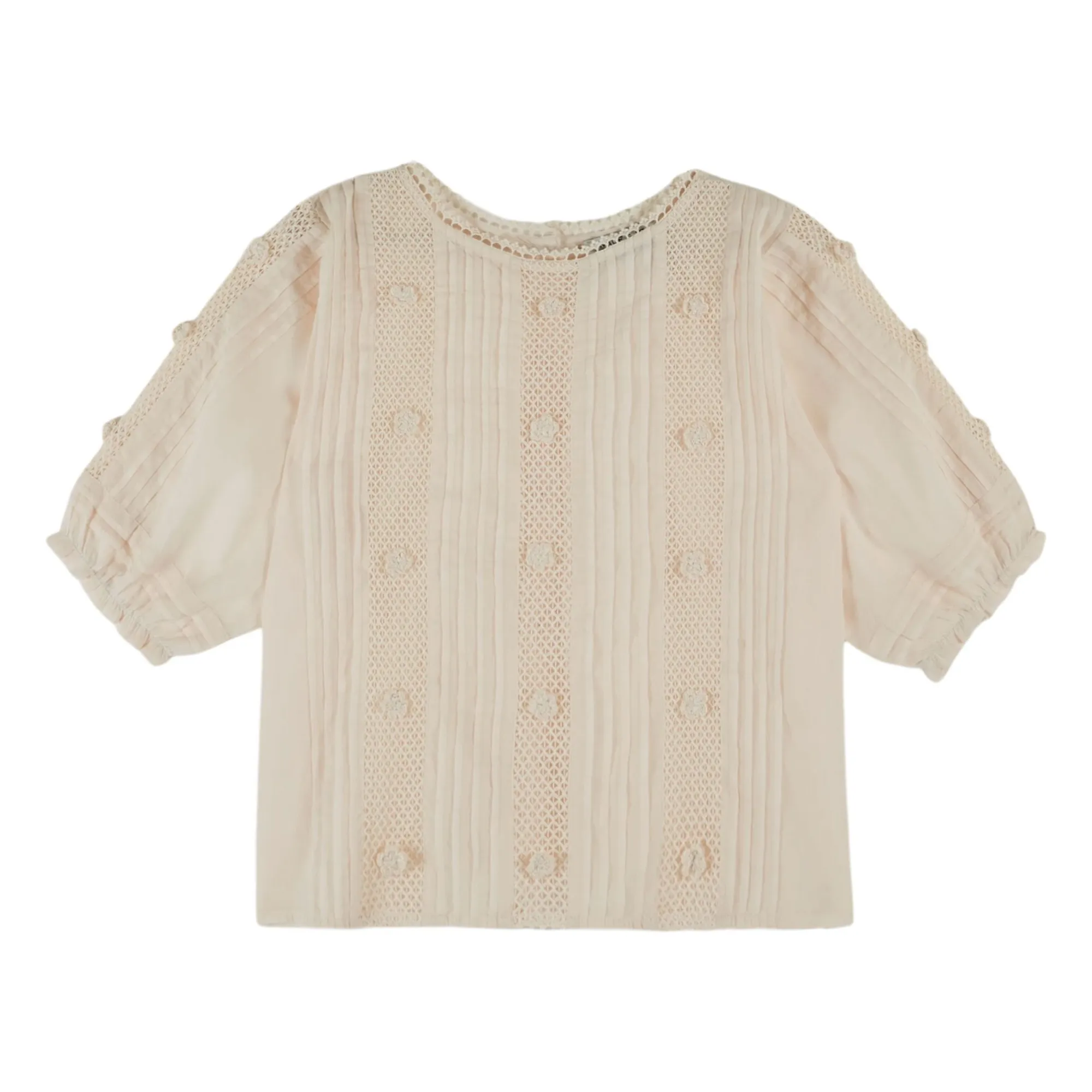 Emile Et Ida Cream Cotton Embroidered Blouse