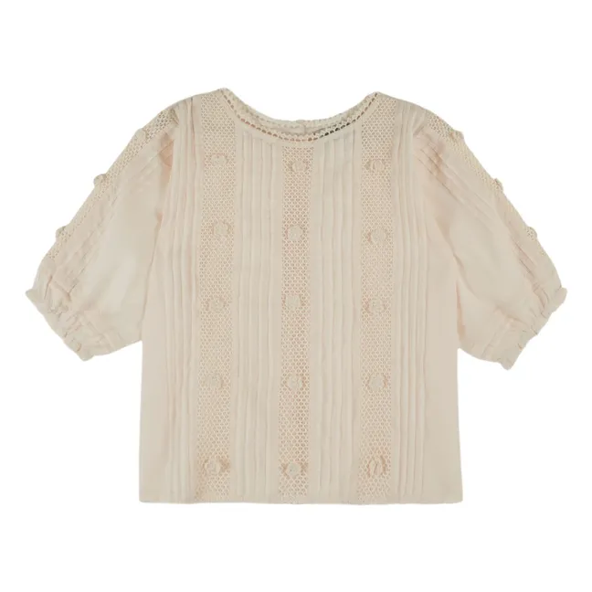 Blusa bordada de algodón | Crema