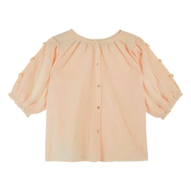 Blouse Brodée Coton | Abricot