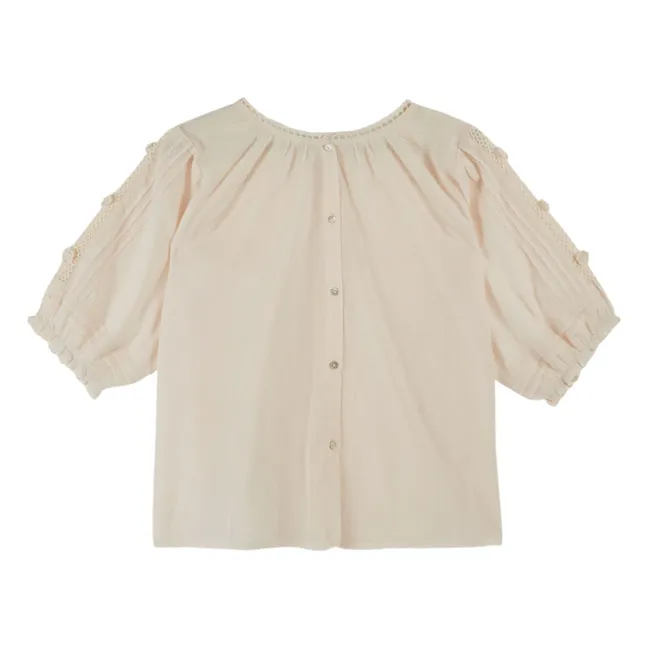 Blusa bordada de algodón | Crema