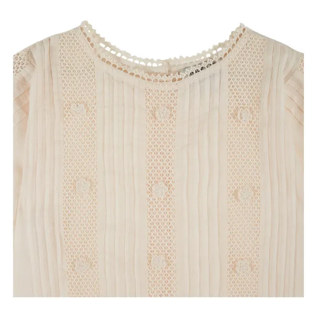 Blusa bordada de algodón | Crema
