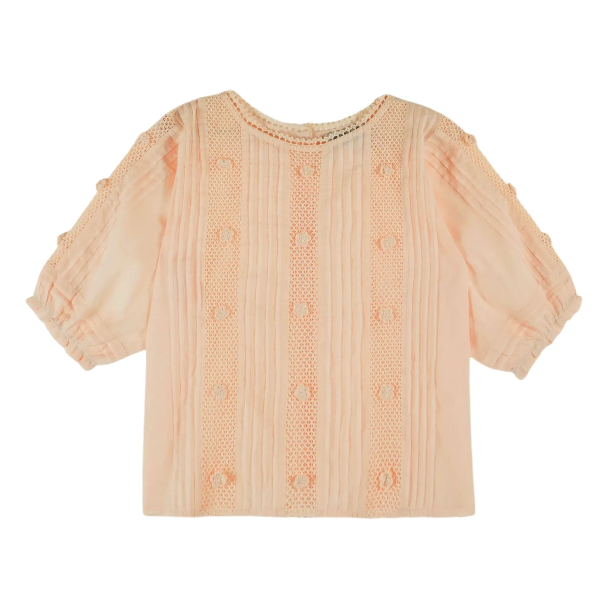 Emile Et Ida Apricot Cotton Embroidered Blouse