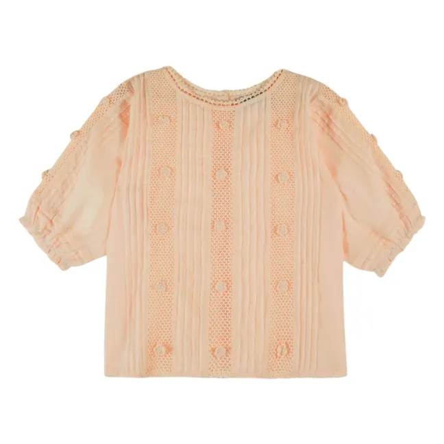 Blouse Brodée Coton | Abricot