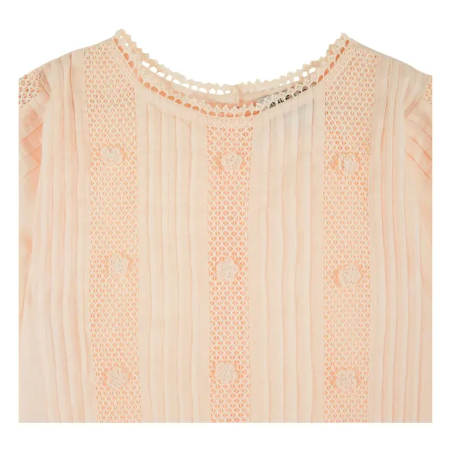 Blouse Brodée Coton | Abricot