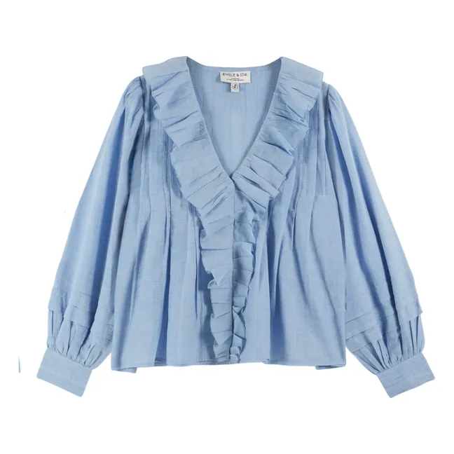 Blusa de algodón Khadi | Azul