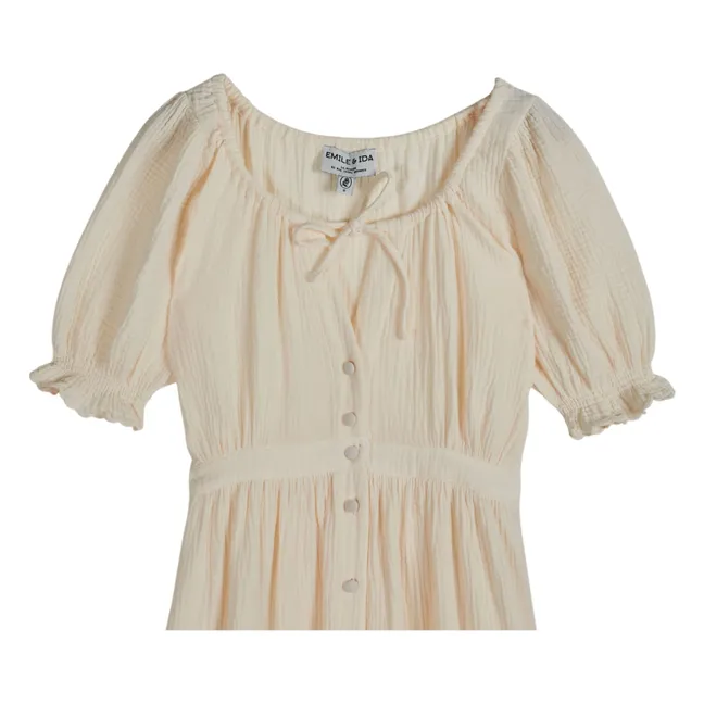 Cotton gauze dress | Cream