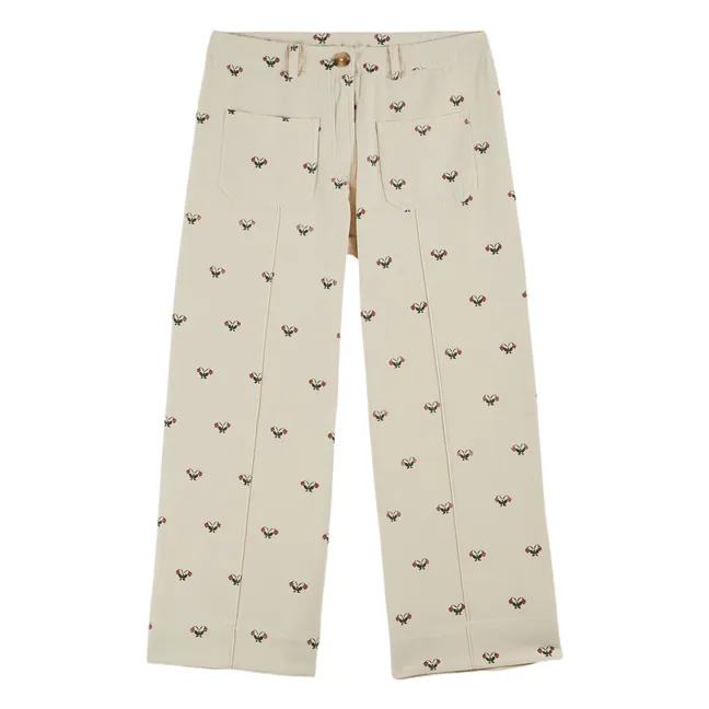 Pantalones de algodón Strawberry | Crema