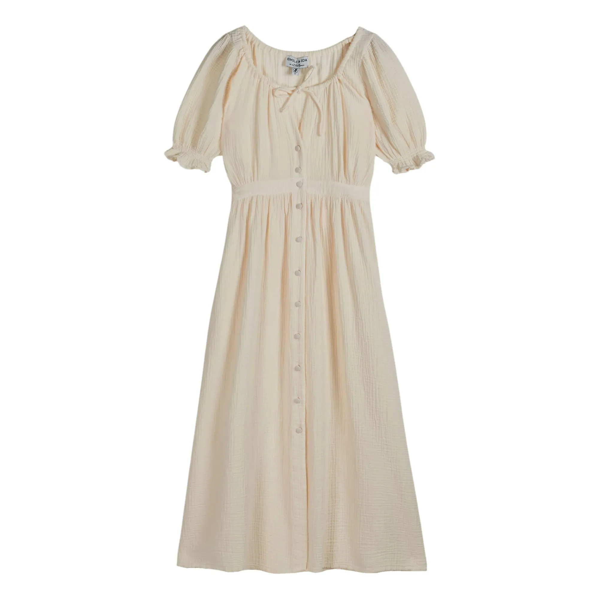 Emile Et Ida Cream Cotton Gauze Dress