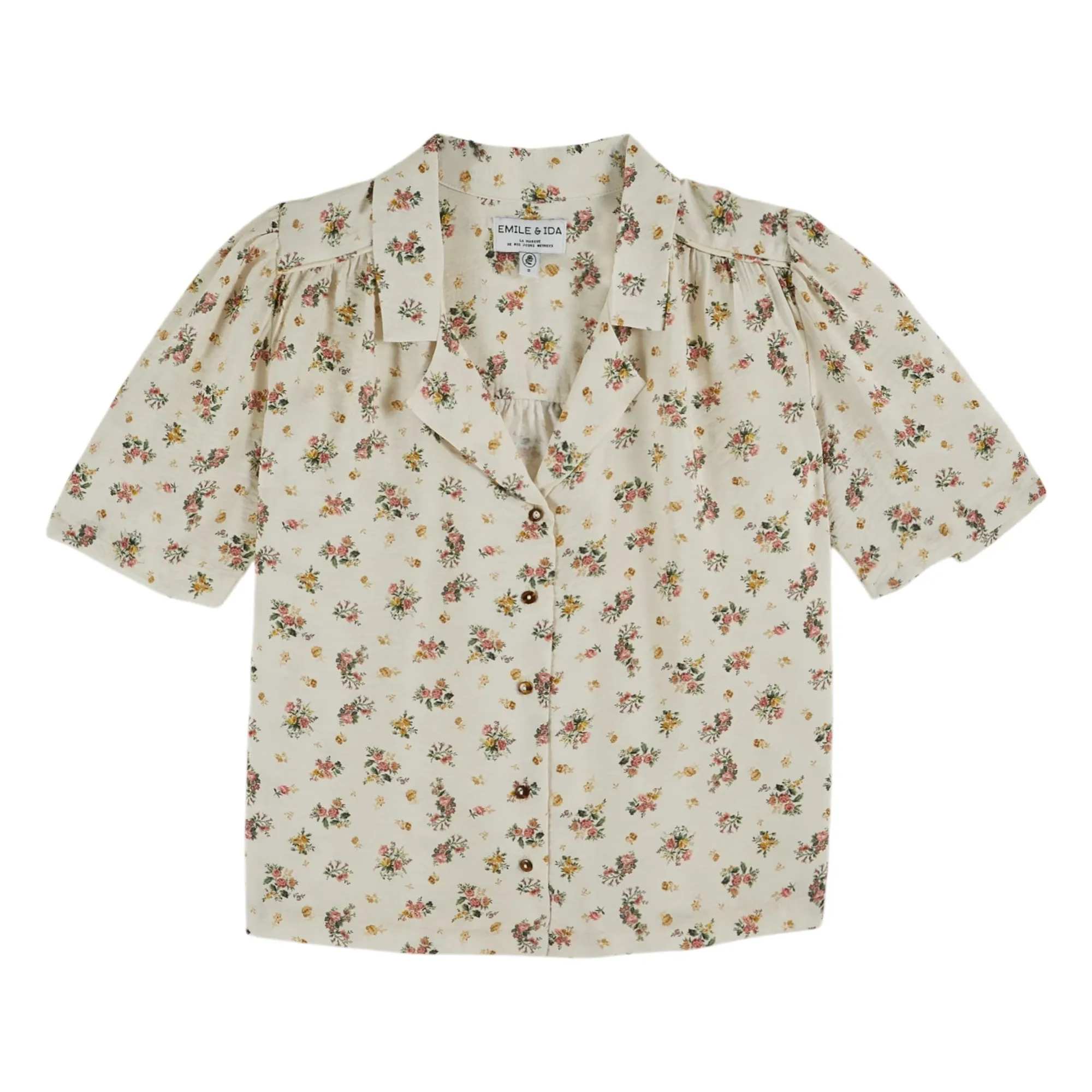 Emile et Ida - Chemise Manches Courtes Femme Coton Crème XS