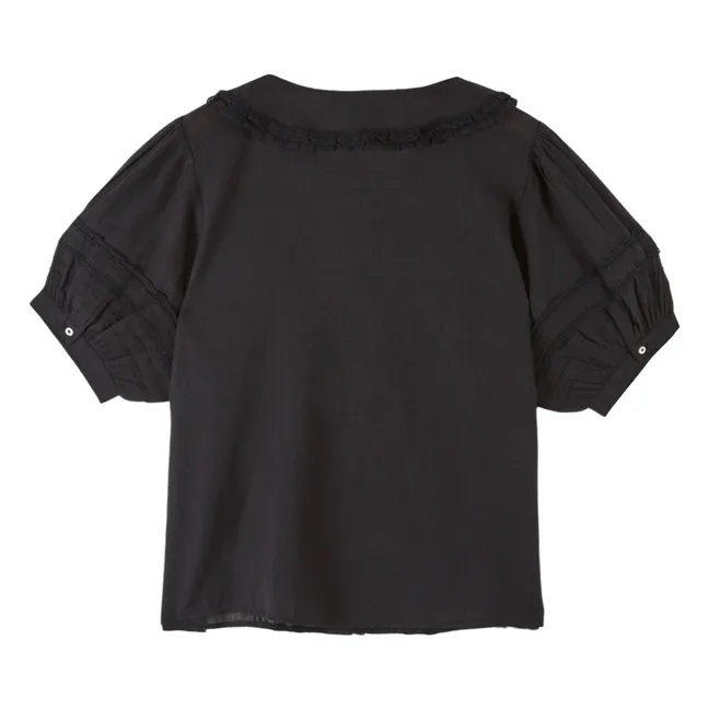Blouse Vintage Dentelle Coton | Noir