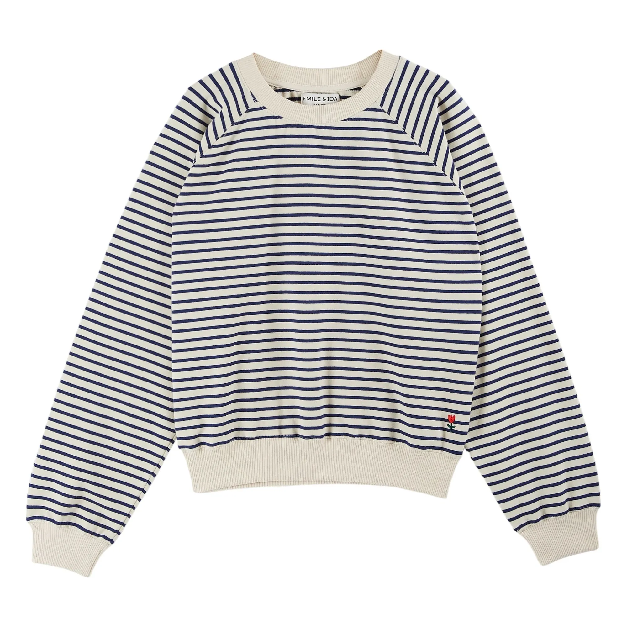 Emile Et Ida Navy Blue Striped Sweat Organic Cotton